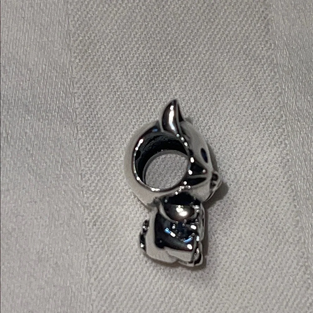 Sterling Silver Fishbone Cat Charm with Blue Accents - Picture 6 of 11